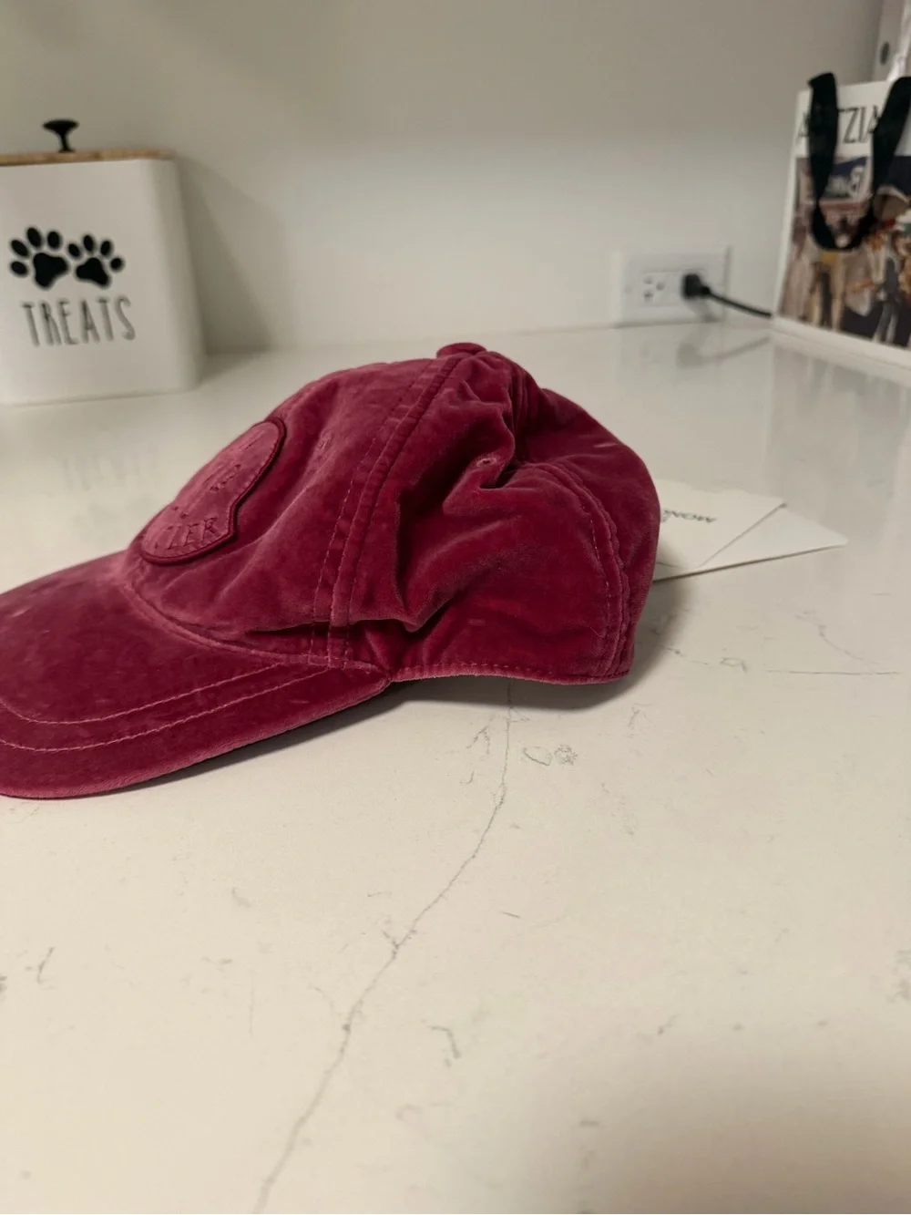 Moncler Velvet Cap in Dusty Rose Pink